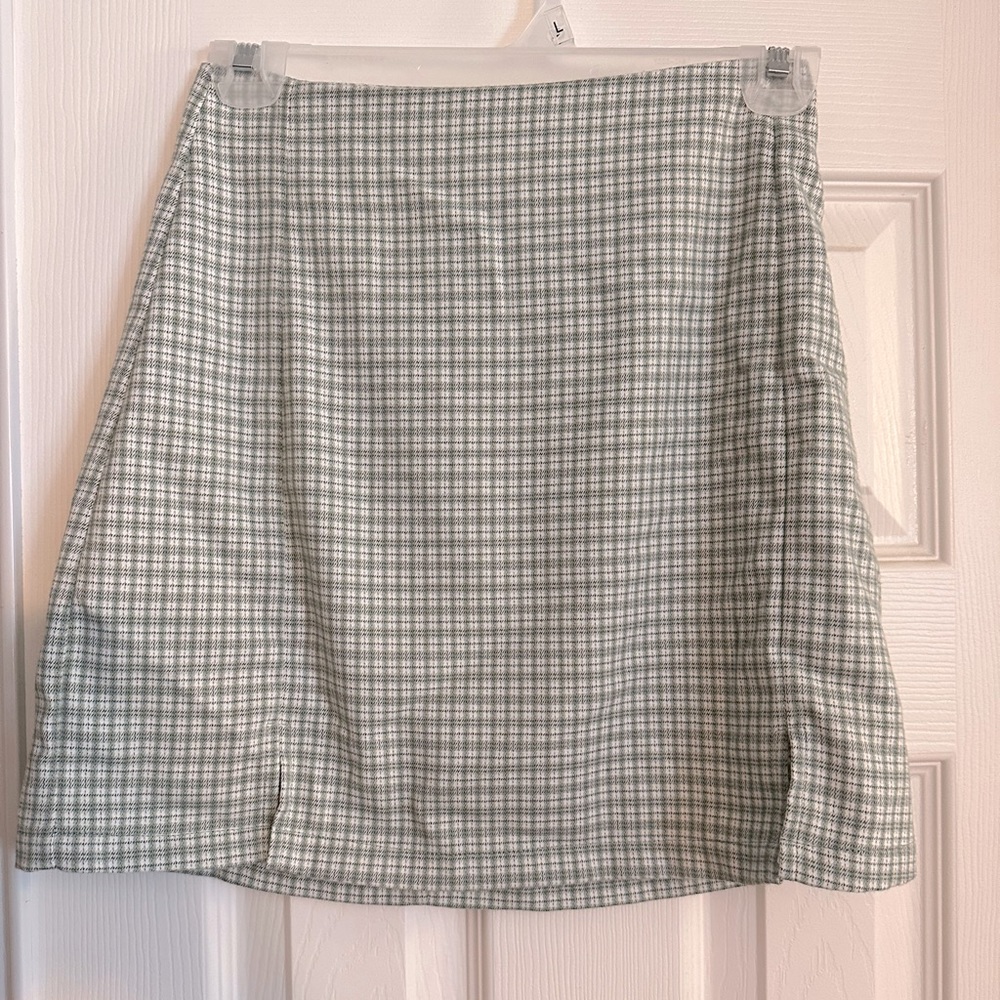 Green plaid mini skirt